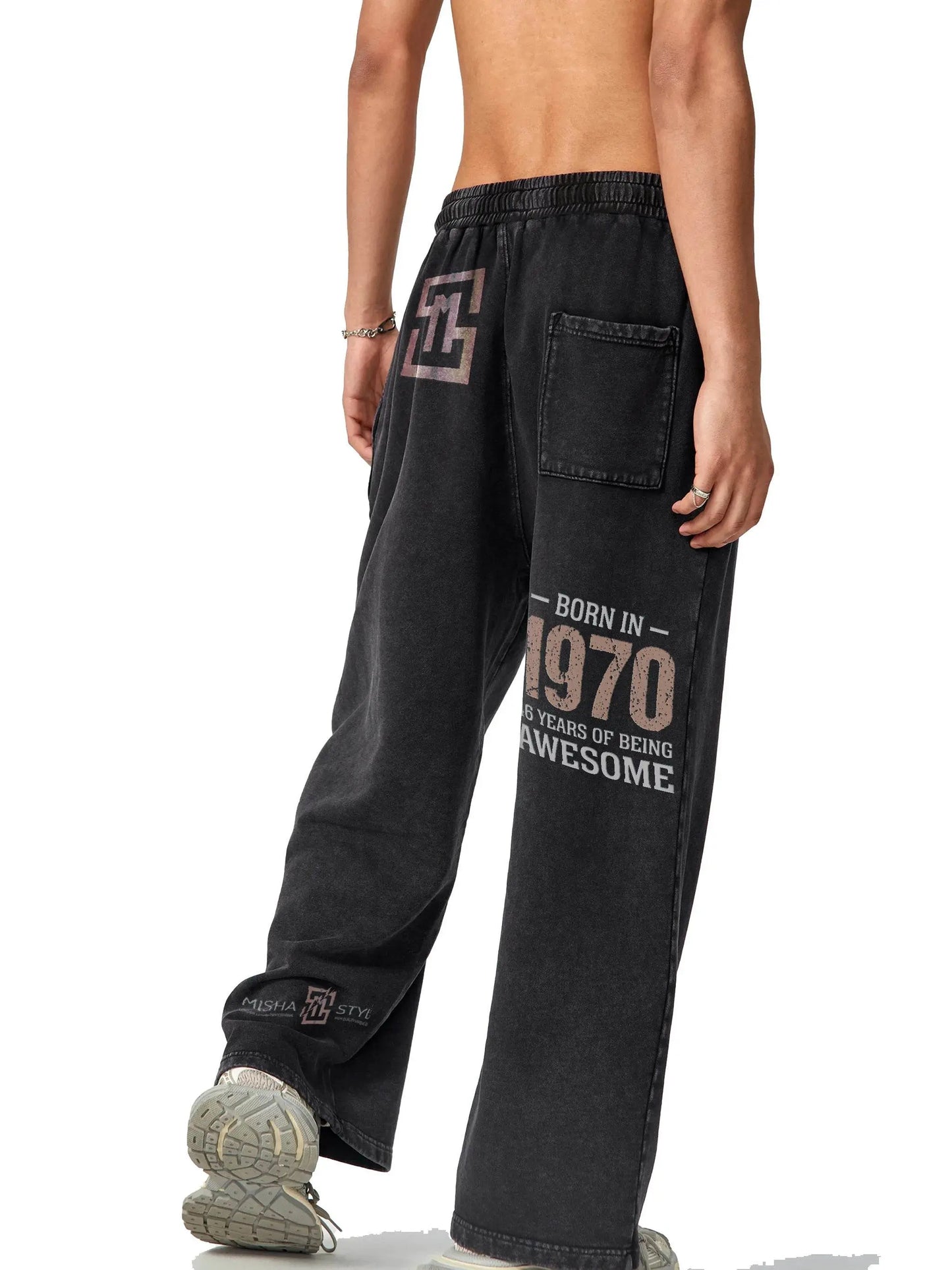 FANBE Acid Wash Straight Leg Pants - IVORYNN