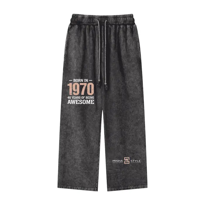 FANBE Acid Wash Straight Leg Pants - IVORYNN