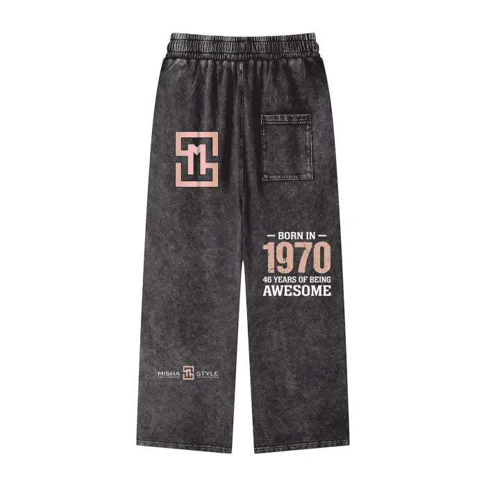 FANBE Acid Wash Straight Leg Pants - IVORYNN