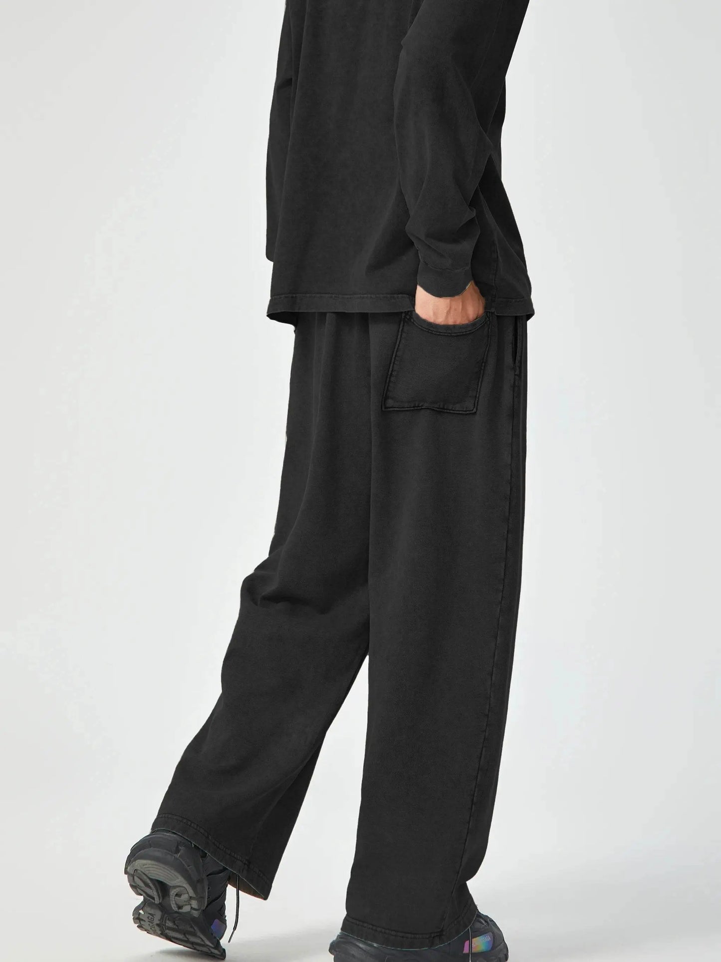 FANBE Acid Wash Straight Leg Pants - IVORYNN