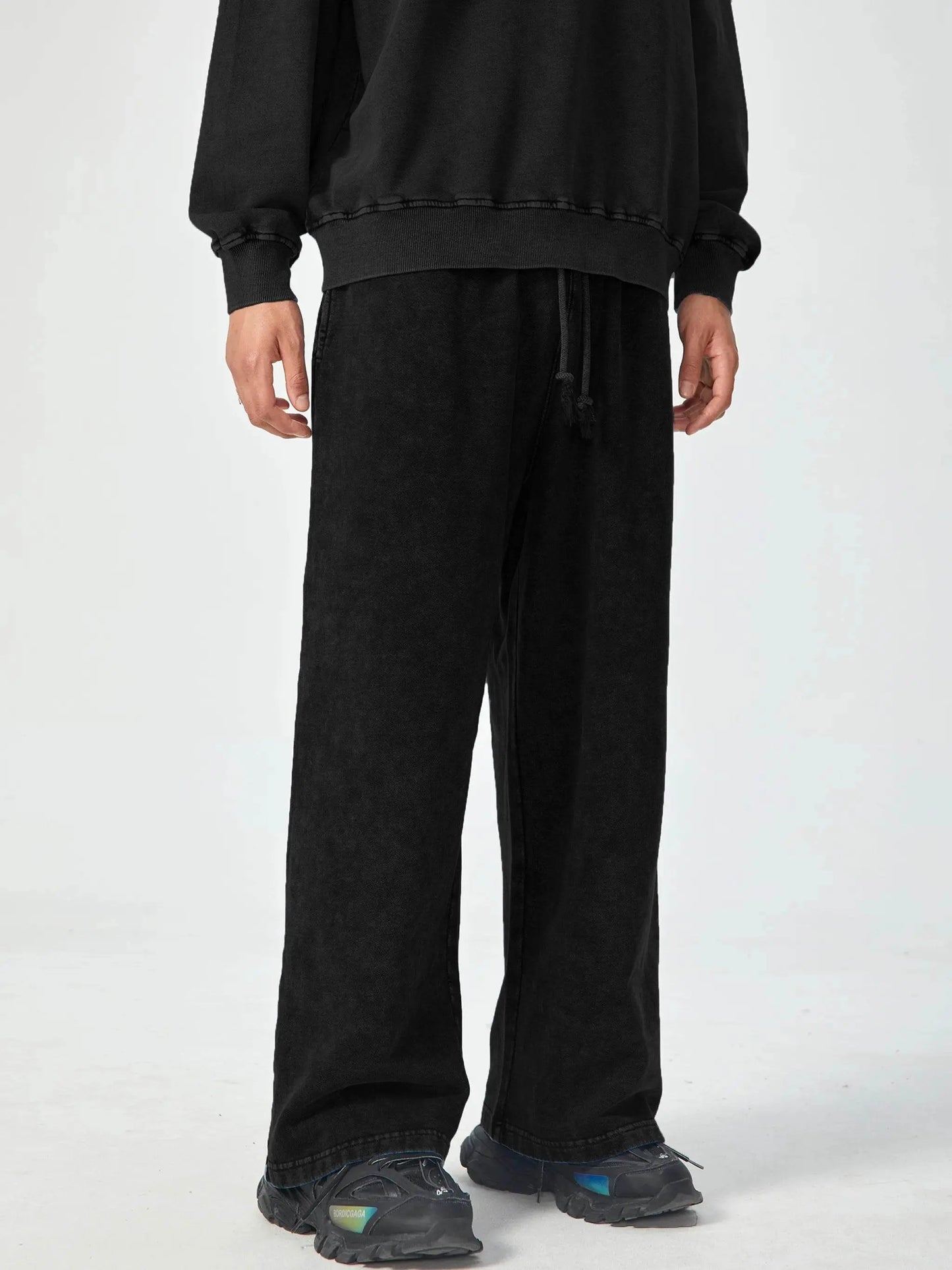 FANBE Acid Wash Straight Leg Pants - IVORYNN