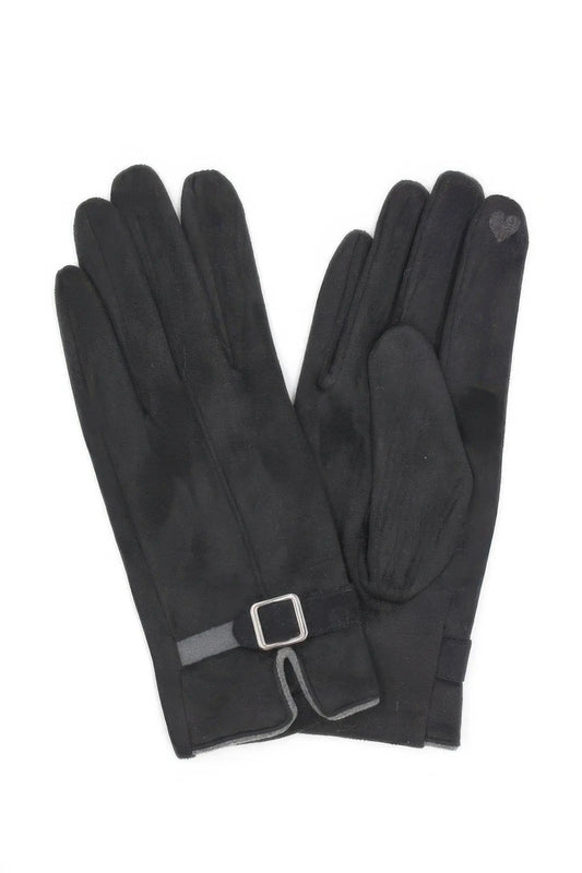 Faux Suede Band Smart Touch Gloves - IVORYNN