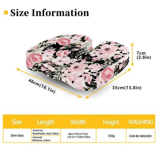 Floral Orthopedic Memory Foam Seat Black Cushion - IVORYNN