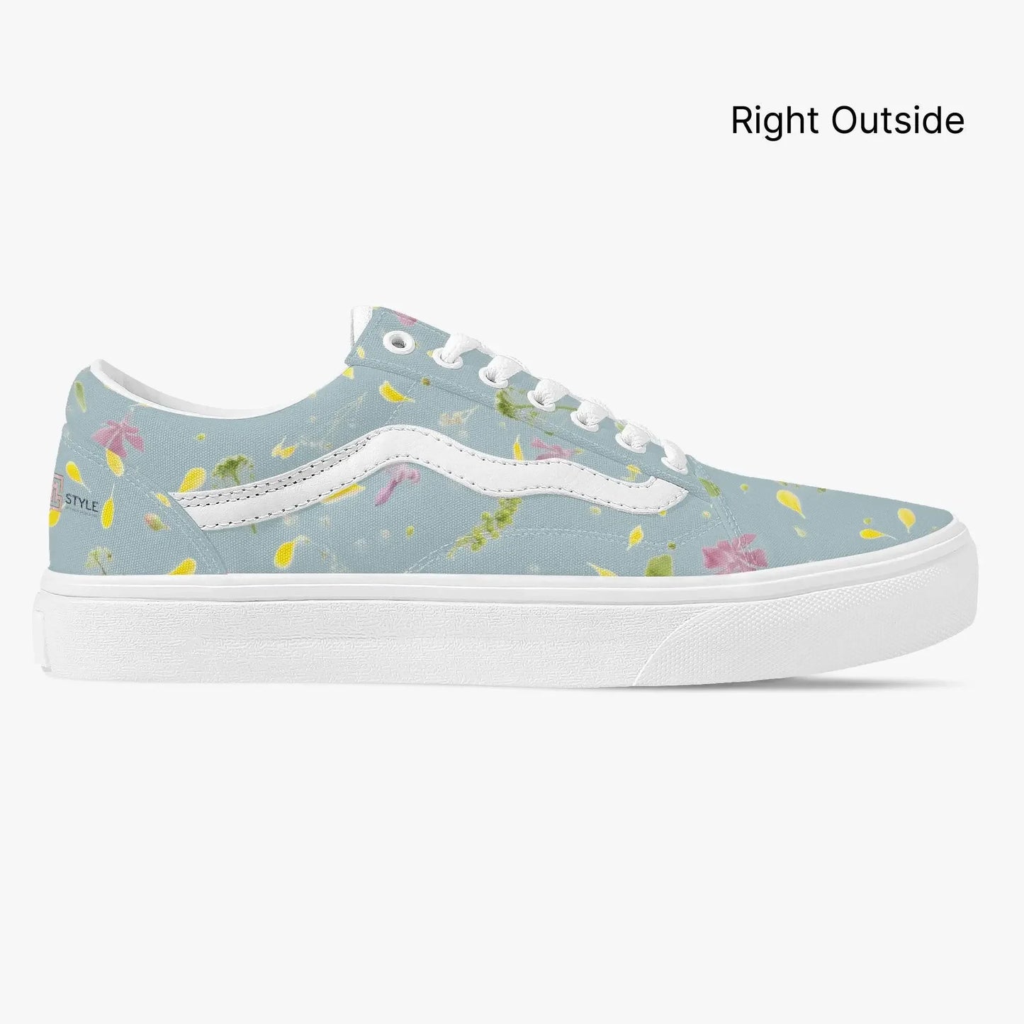 Floral Trendy Low-Top Canvas Pistachio Sneakers - IVORYNN