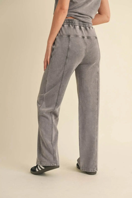 French Terry Mineral Wash Pants - IVORYNN