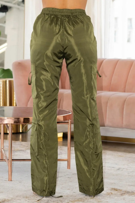 Glossy Luxury V Cut Cargo Pants - IVORYNN