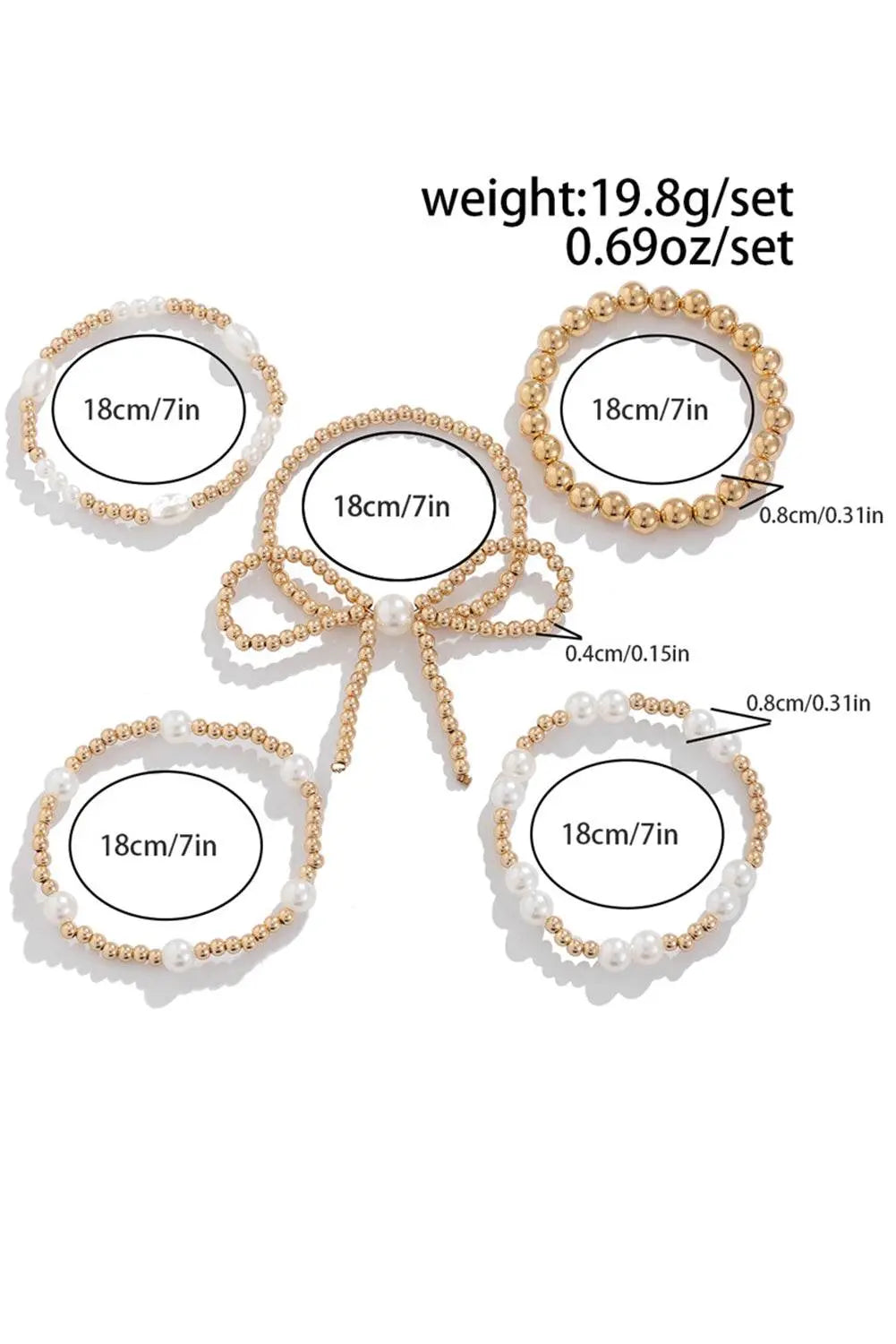 Gold Bow Multi Layered Bracelet Set - IVORYNN