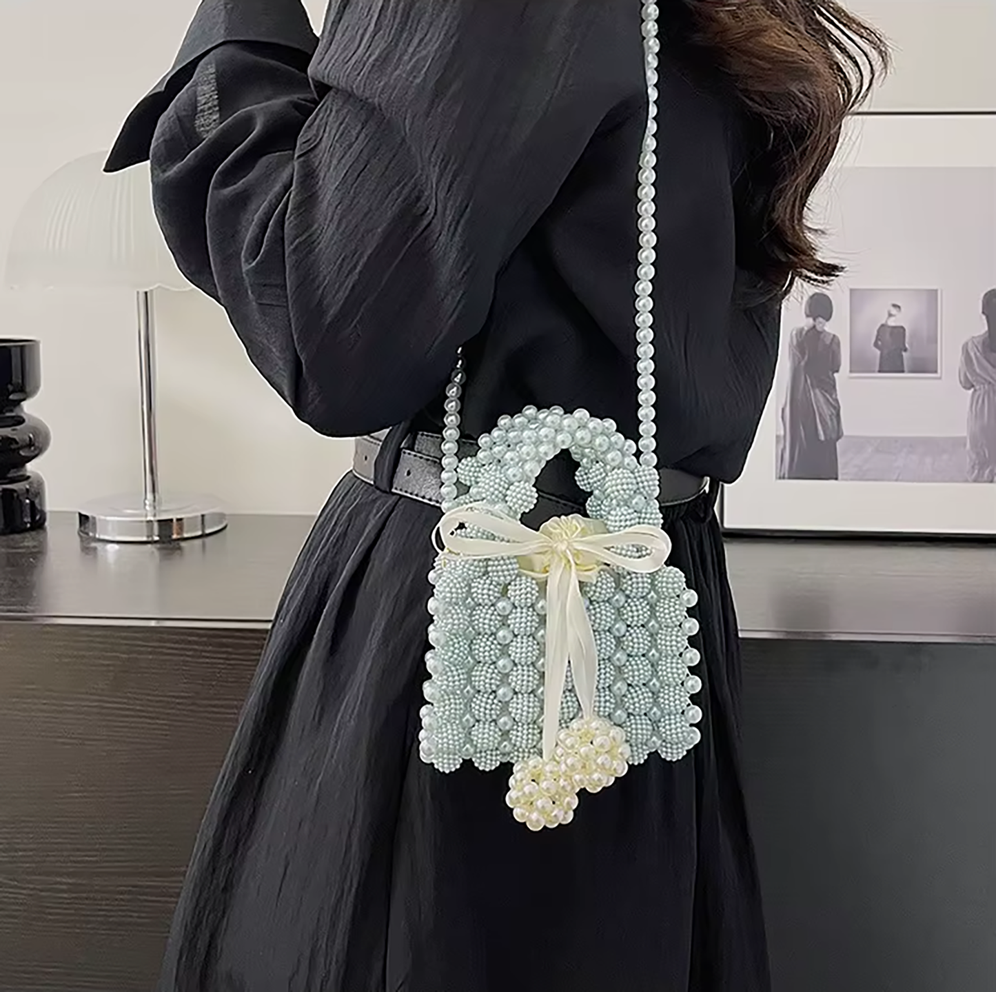 Bow Pearl Bead Handwoven Crossbody