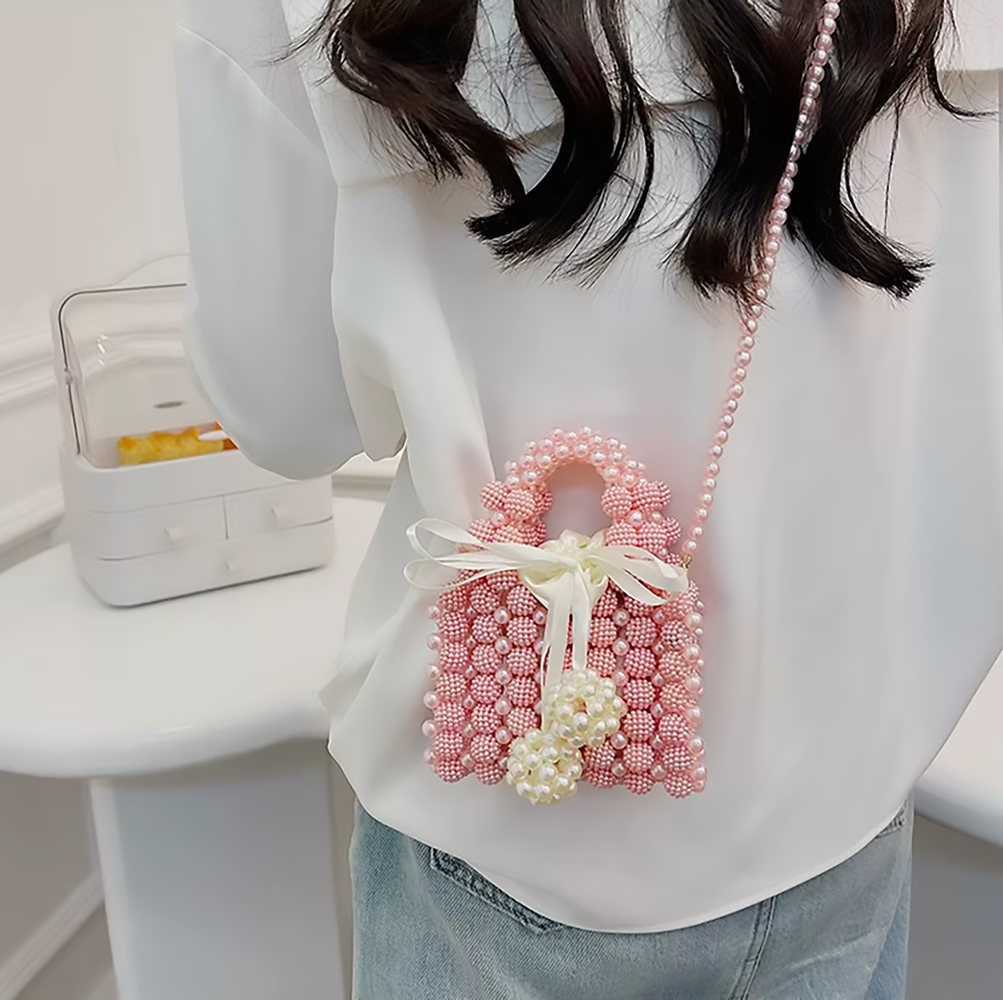 Bow Pearl Bead Handwoven Crossbody