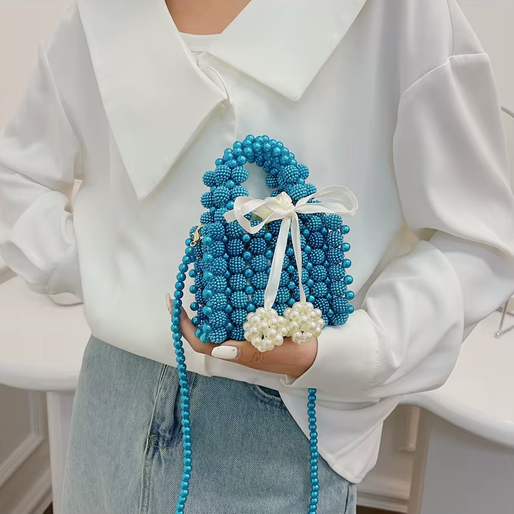 Bow Pearl Bead Handwoven Crossbody