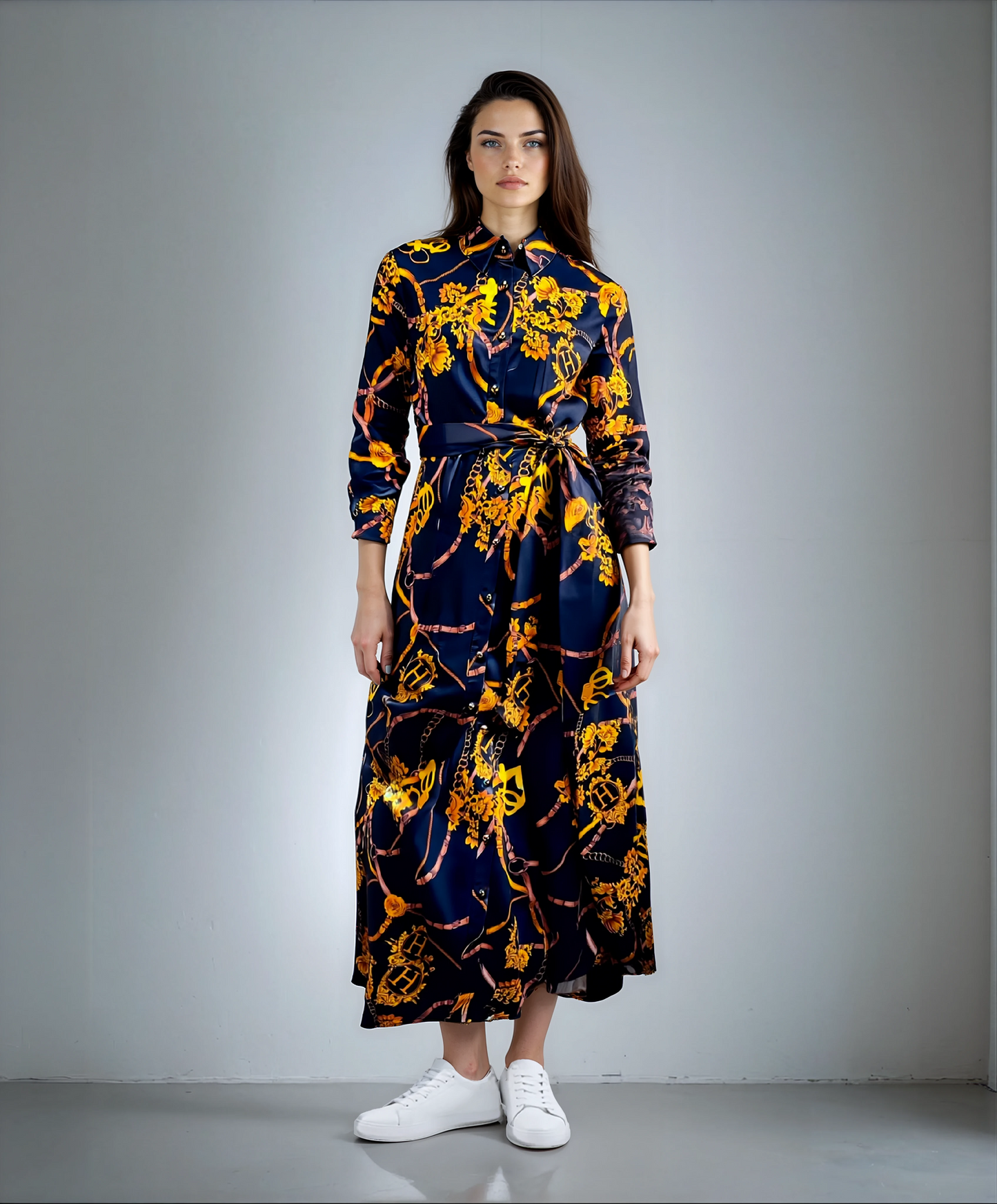 Vintage Large Swing Skirt Shirt Dress