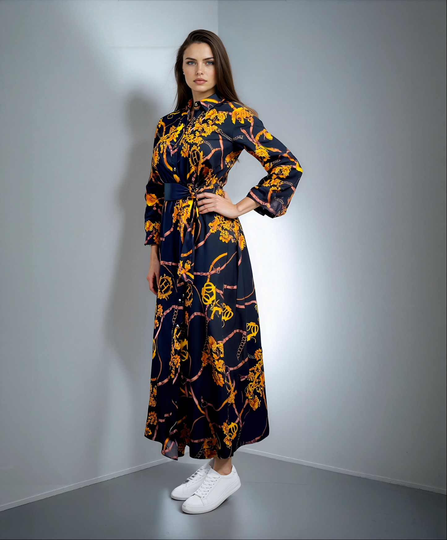 Vintage Large Swing Skirt Shirt Dress