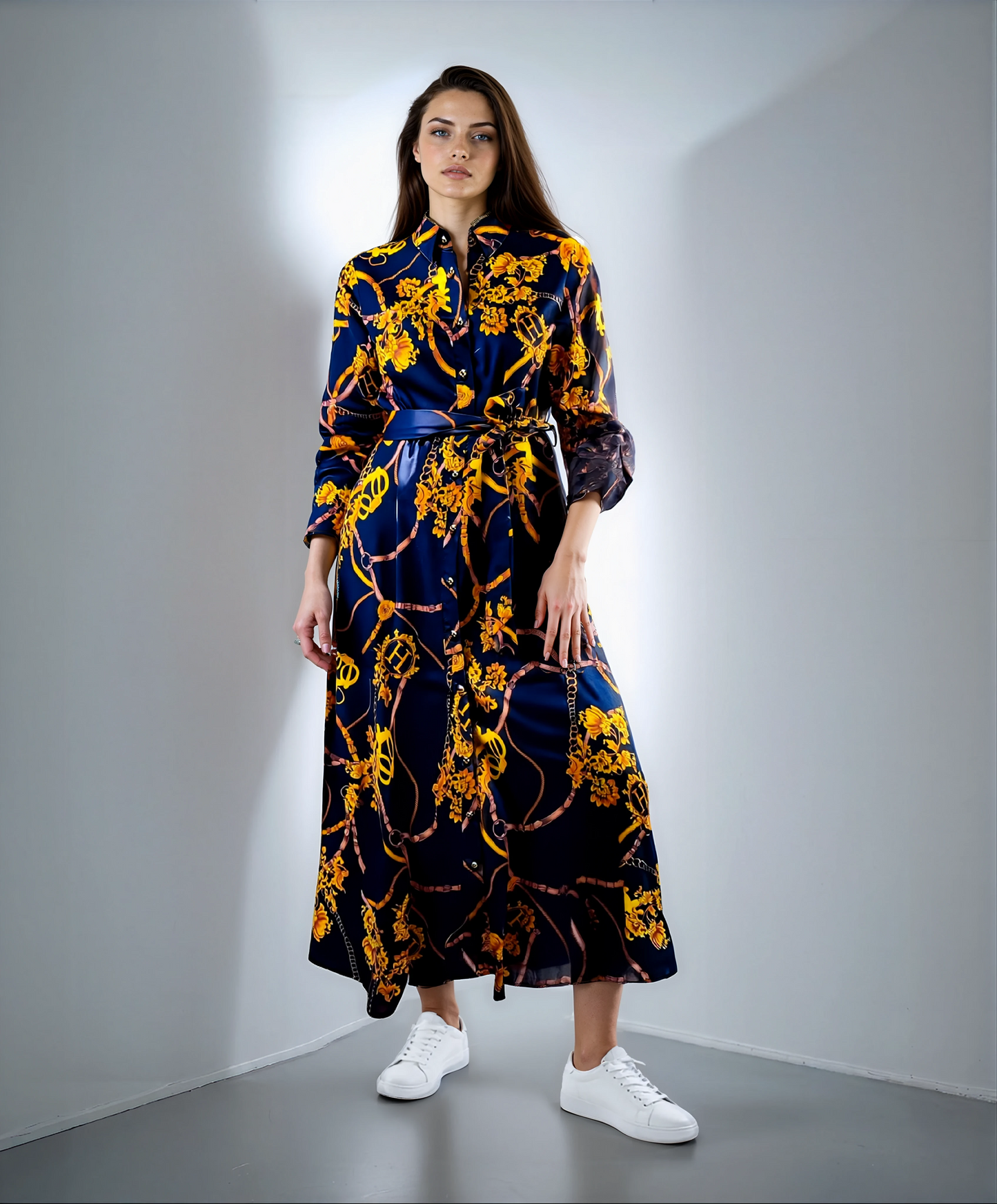 Vintage Large Swing Skirt Shirt Dress