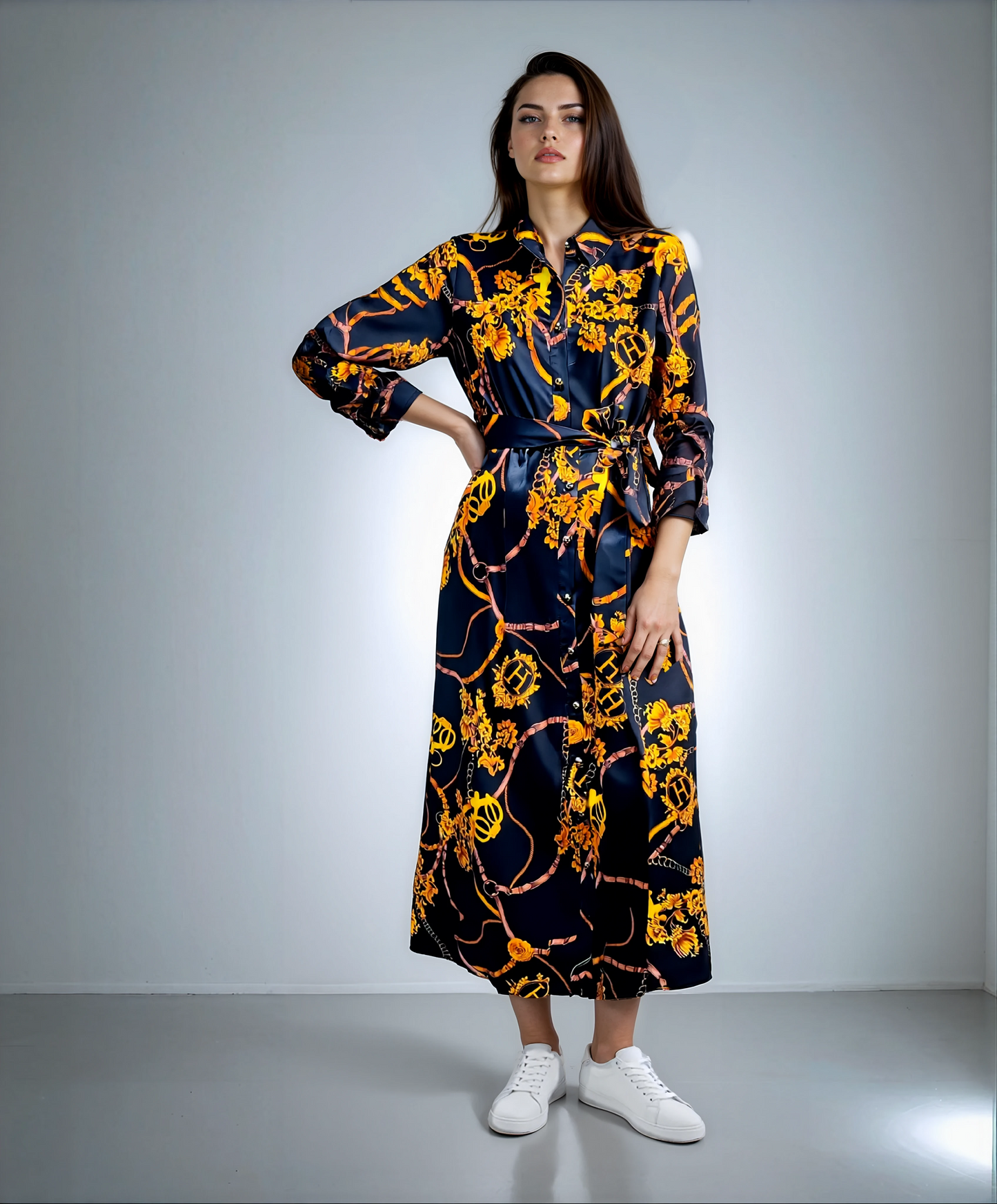 Vintage Large Swing Skirt Shirt Dress