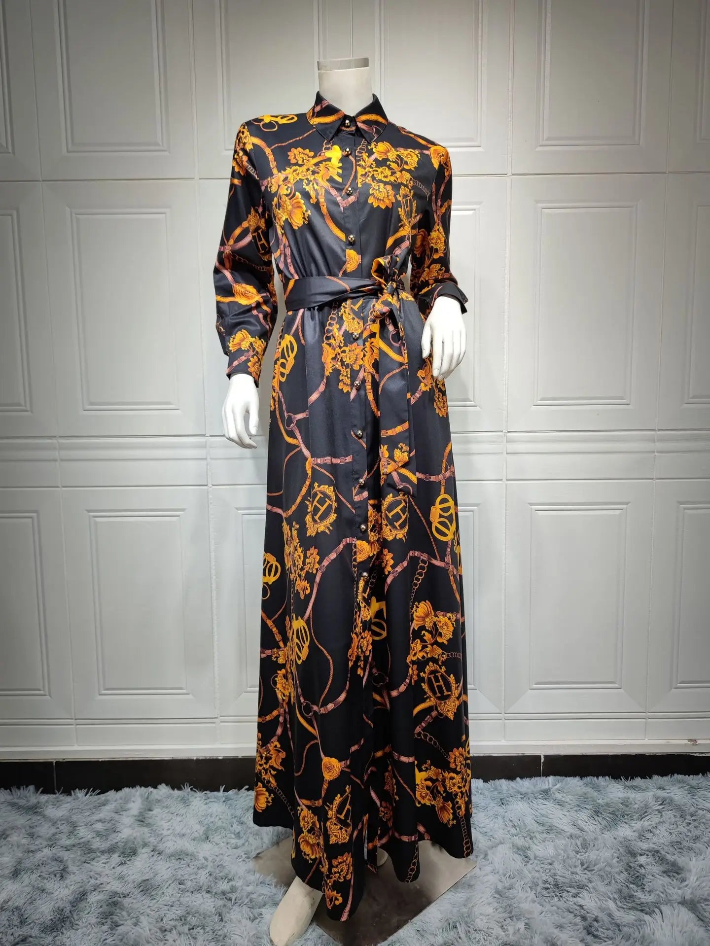 Vintage Large Swing Skirt Shirt Dress