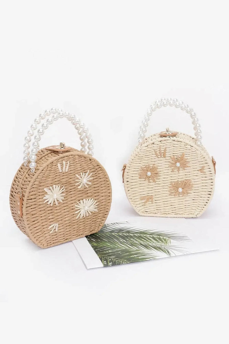 Handmade Straw Bag Clutch W/pearl Handle - IVORYNN