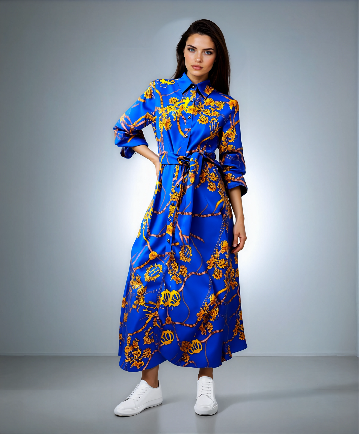 Vintage Large Swing Skirt Shirt Dress