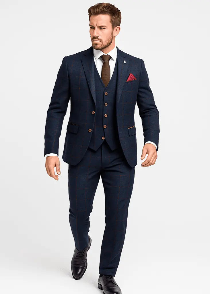 Herringbone Tweed Suit 3 Piece 1920s Tailored Fit - IVORYNN