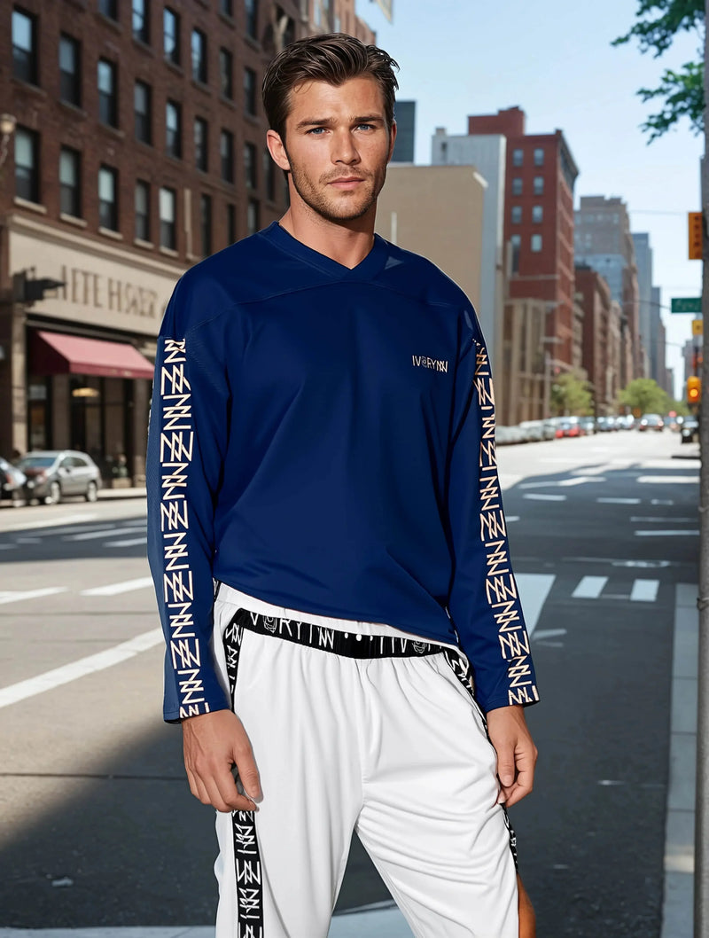 High Level Navy hockey fan Sports jersey - IVORYNN