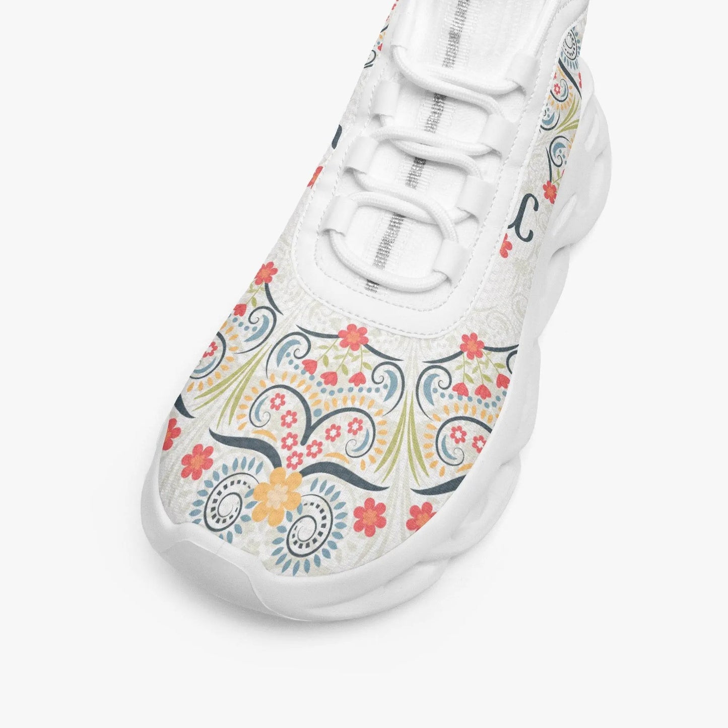 High Top Bounce White Mesh Knit Sneakers - IVORYNN