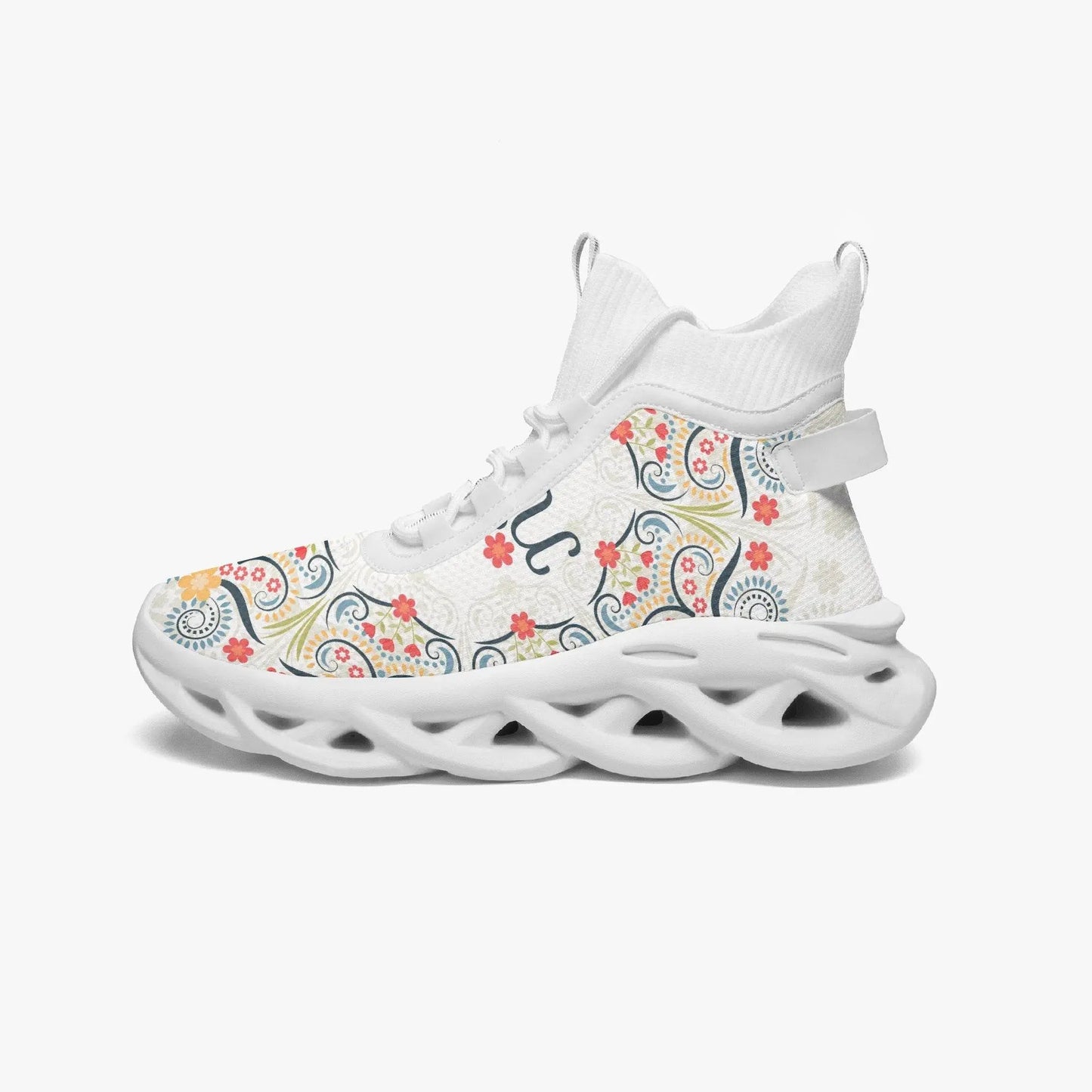 High Top Bounce White Mesh Knit Sneakers - IVORYNN