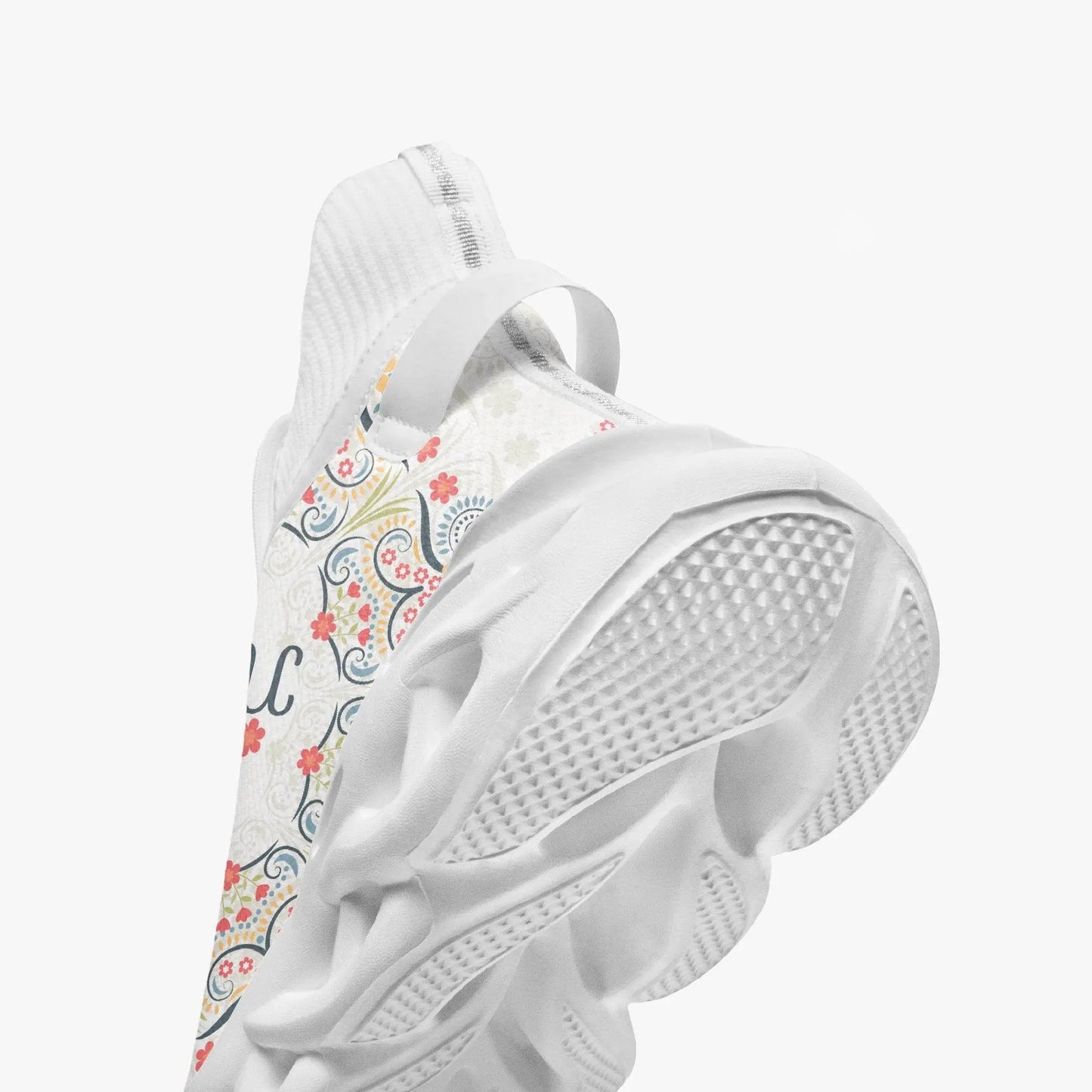 High Top Bounce White Mesh Knit Sneakers - IVORYNN