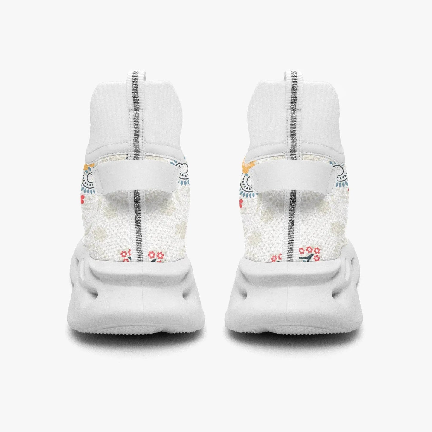 High Top Bounce White Mesh Knit Sneakers - IVORYNN