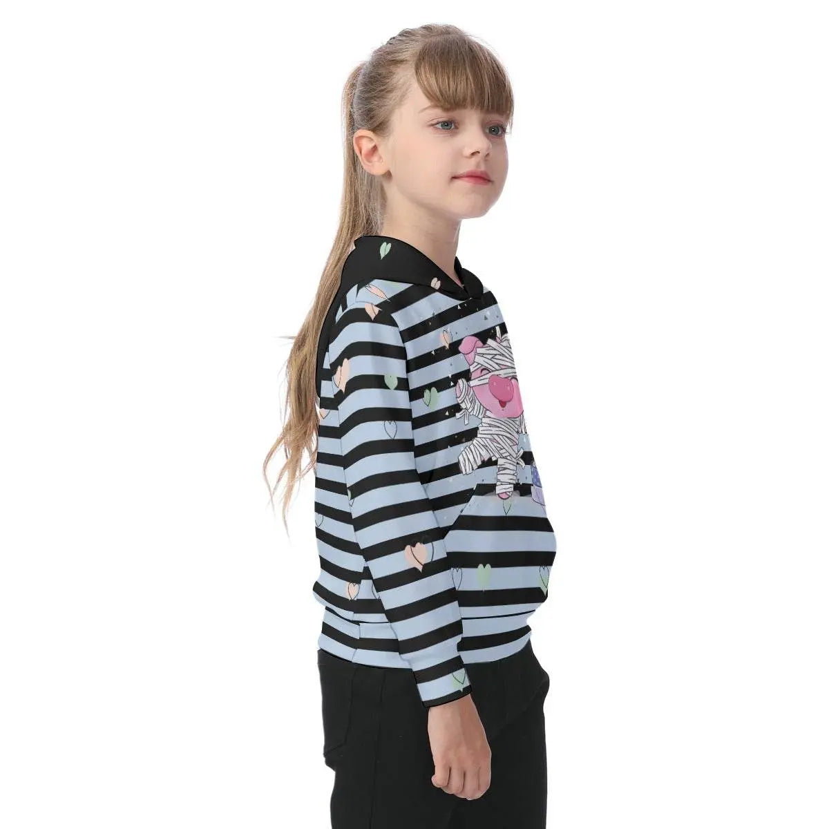 Huuu! Oversized Kids Black Blue Plaid Hoodie - IVORYNN