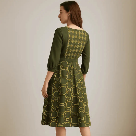 IVORY Boat Neck Belted Flared Black Dress - IVORYNN