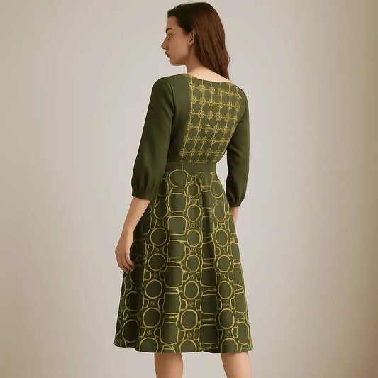 IVORY Boat Neck Belted Flared Black Dress - IVORYNN