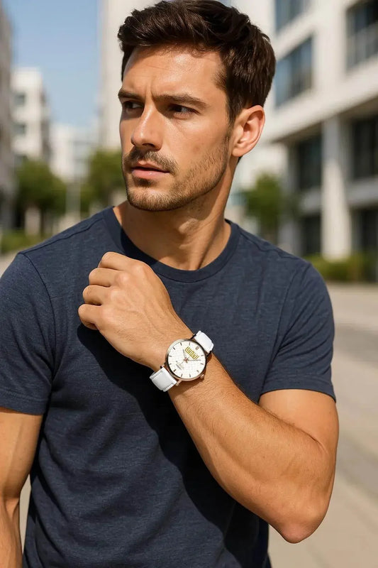 IVORYNN Automatic Watch (Rose Gold) White Leather - IVORYNN