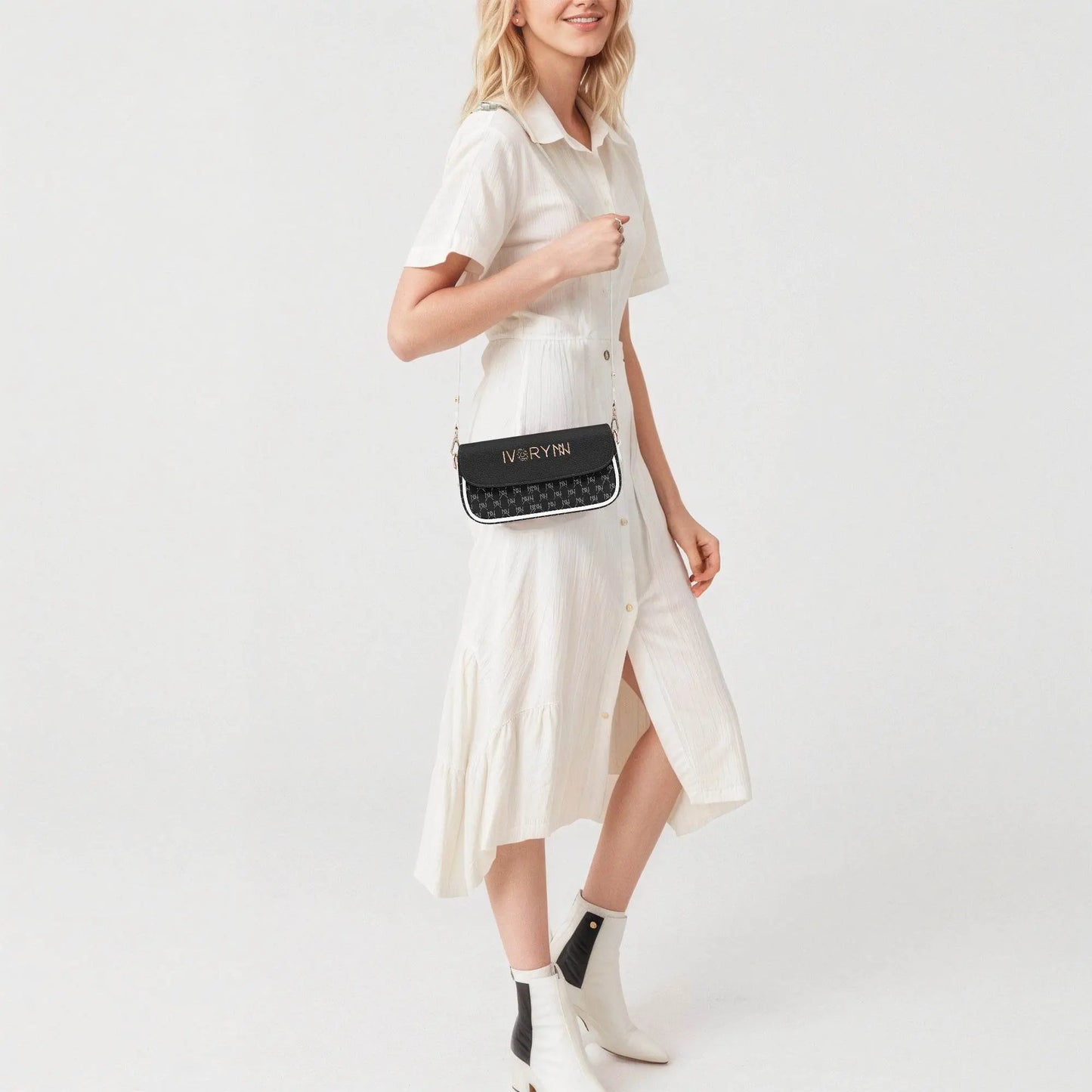 IVORYNN Leather Underarm Black Bag - IVORYNN