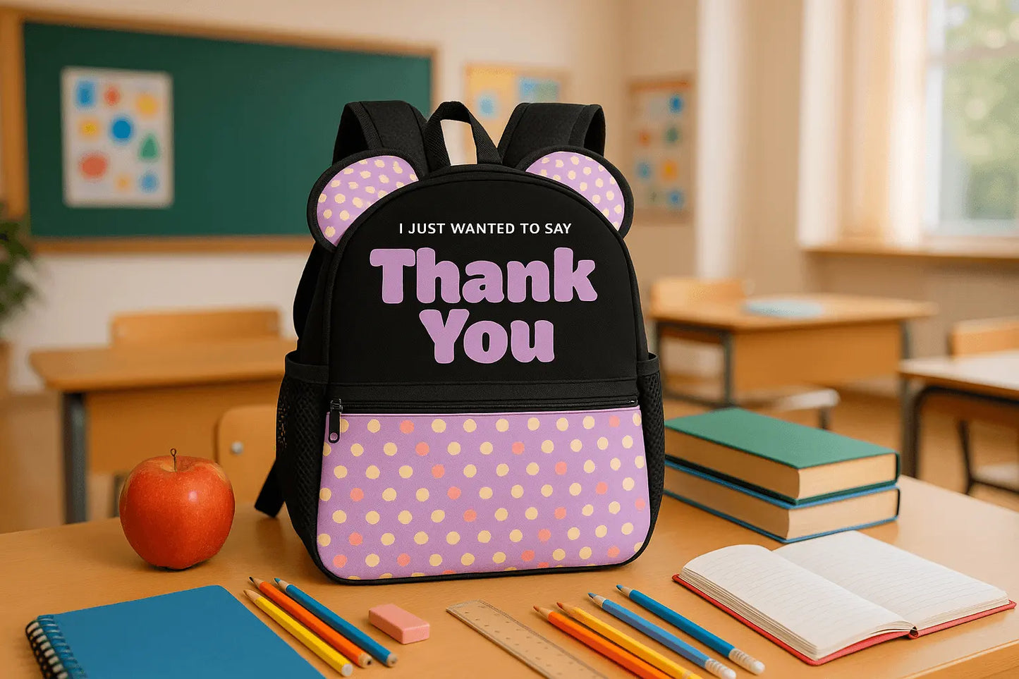 Just To Say Thank You Purple Ears Stylish School Backpack - IVORYNN