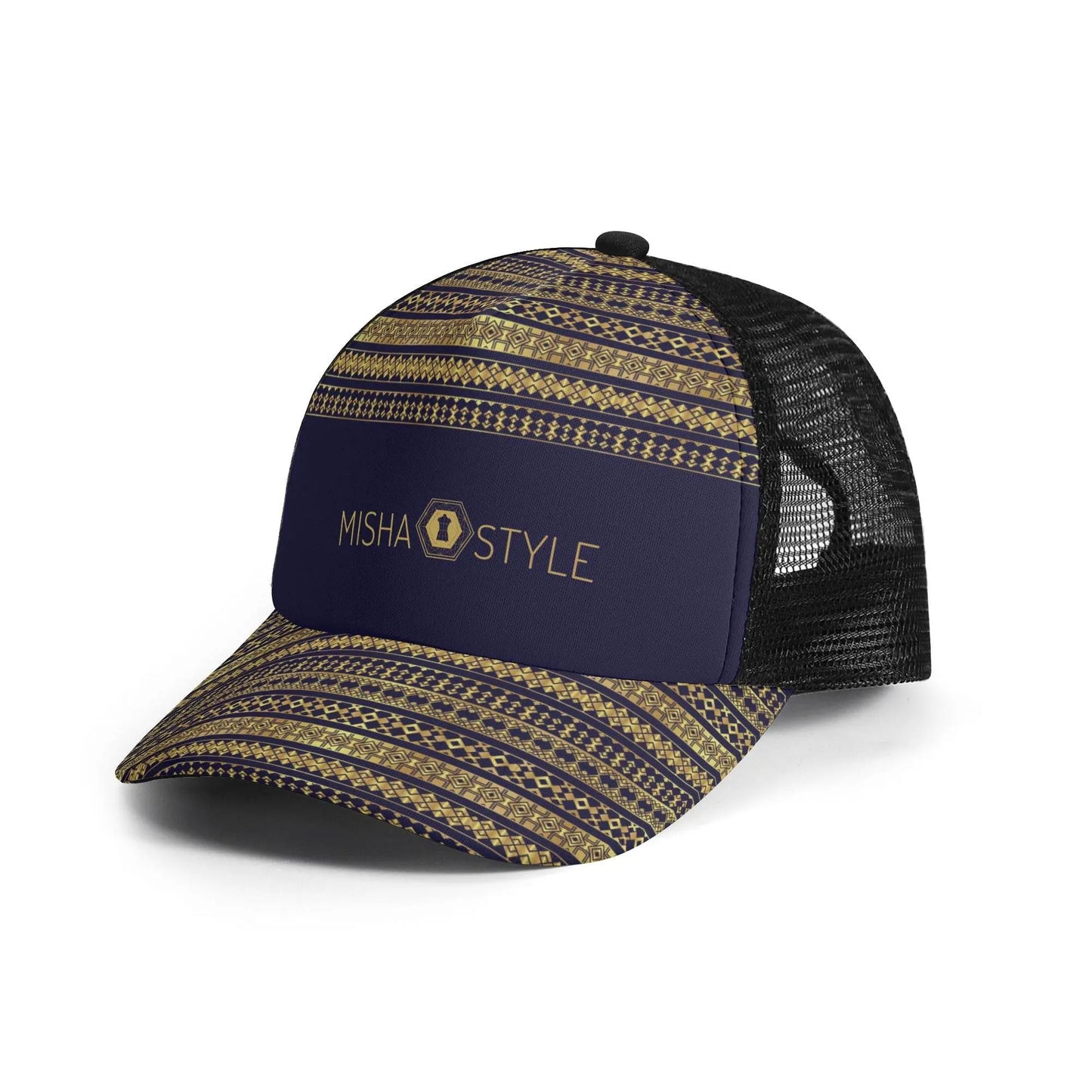 Kids Solo Pattern Mesh Trucker Dark Blue Hats - IVORYNN