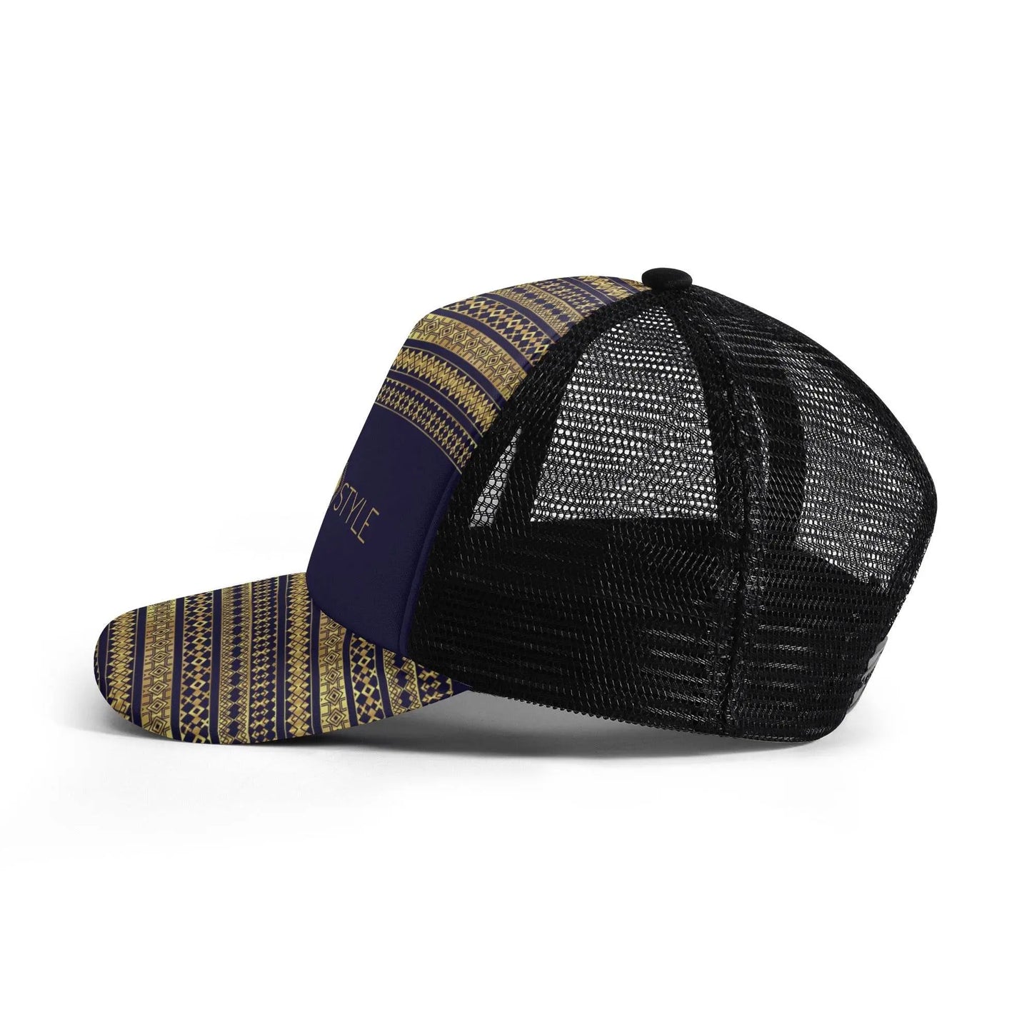 Kids Solo Pattern Mesh Trucker Dark Blue Hats - IVORYNN