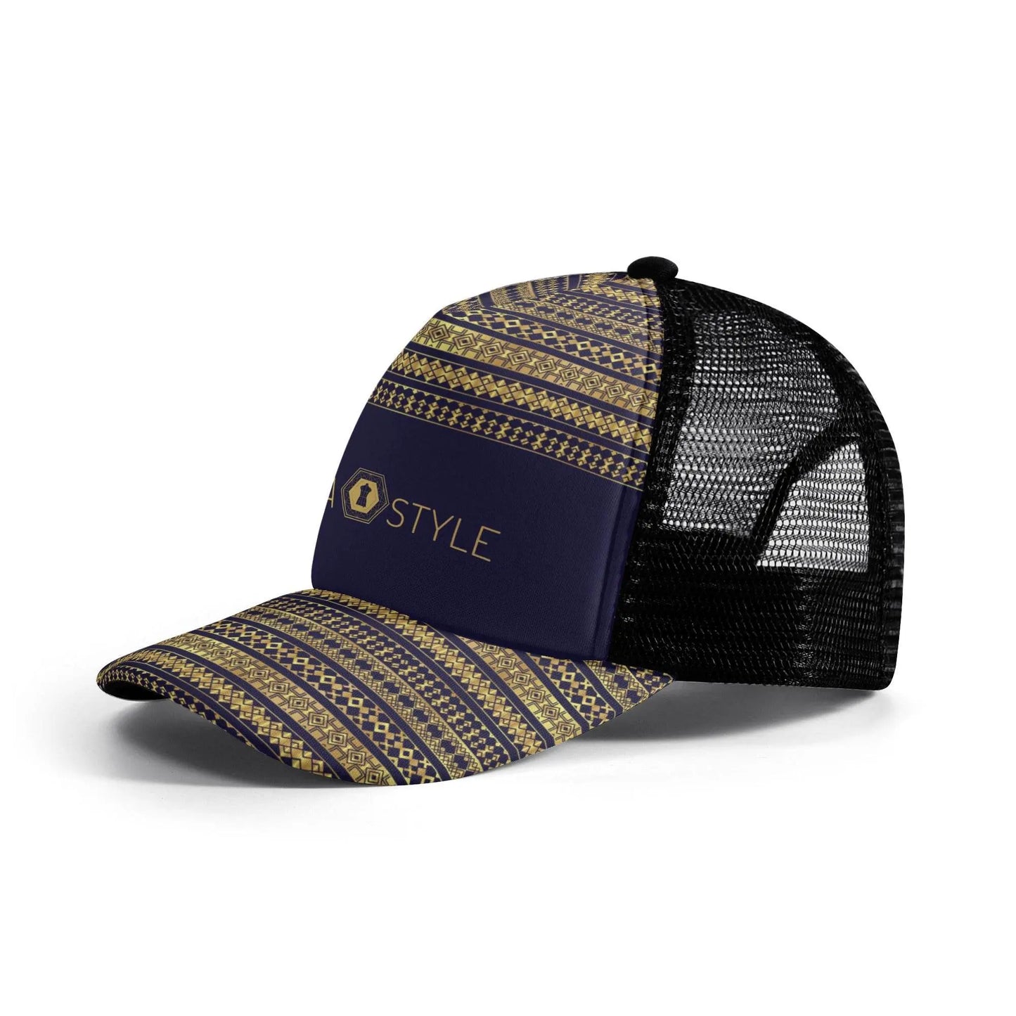 Kids Solo Pattern Mesh Trucker Dark Blue Hats - IVORYNN