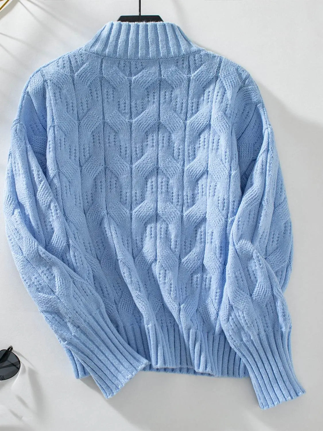 Knitted Mock Neck Long Sleeve Sweater - IVORYNN