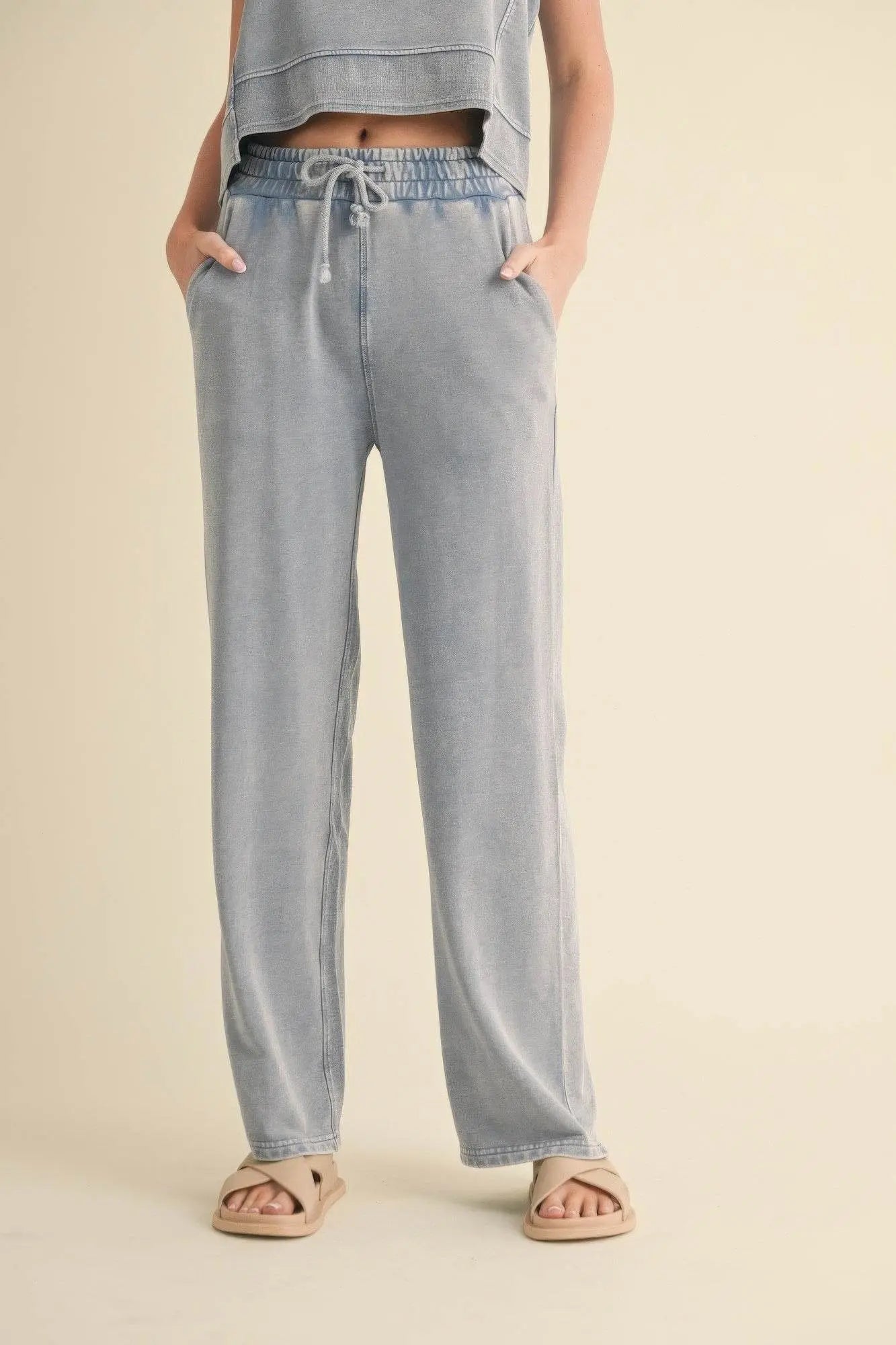Light Luxury Mineral Wash Pants - IVORYNN