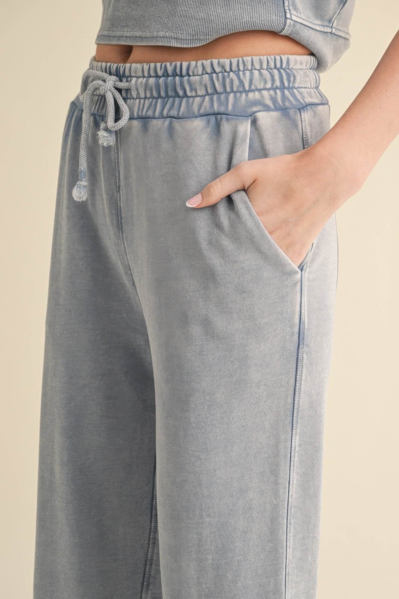 Light Luxury Mineral Wash Pants - IVORYNN