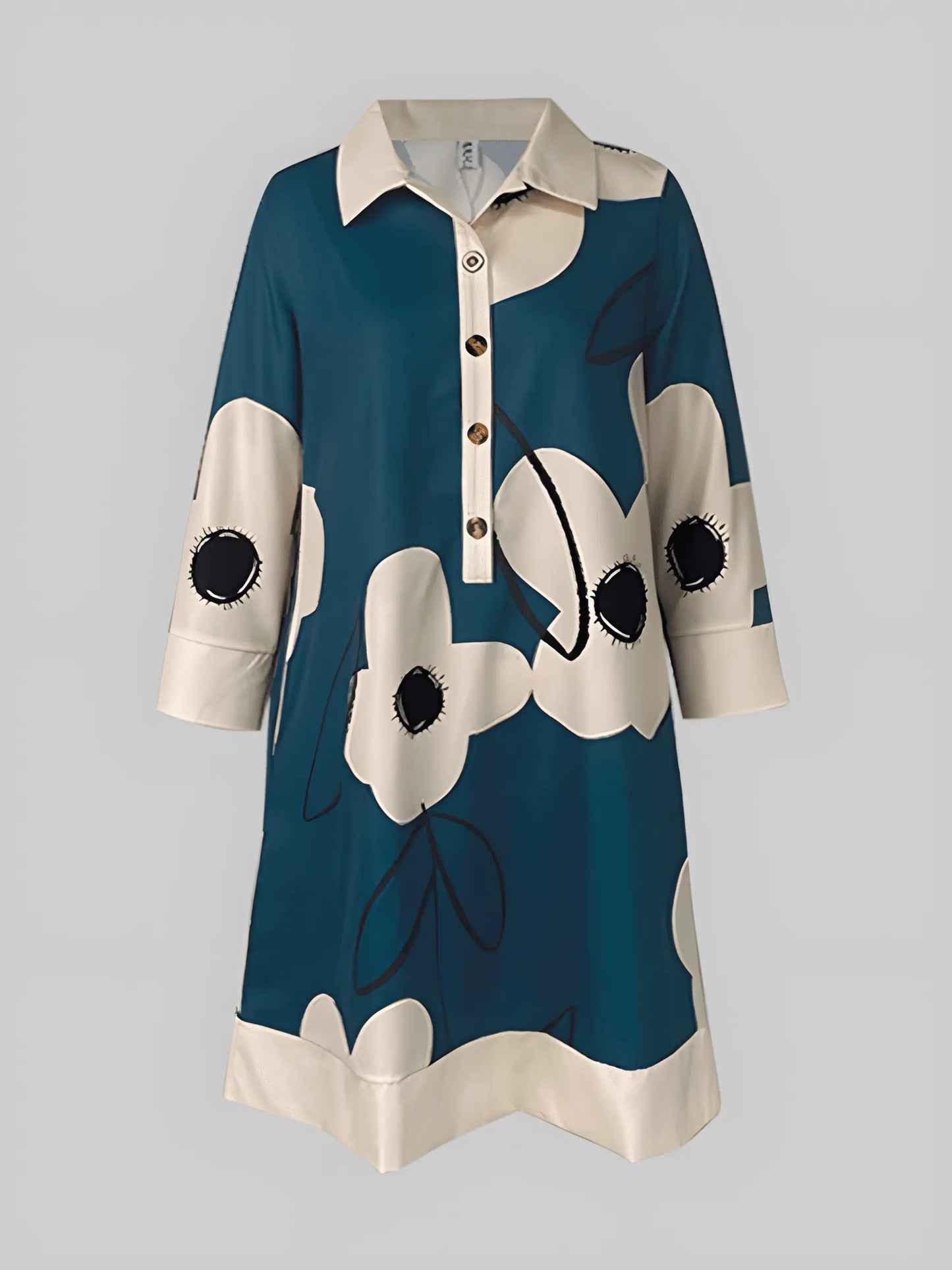 Loose Buttoned Floral Long Shirt - IVORYNN
