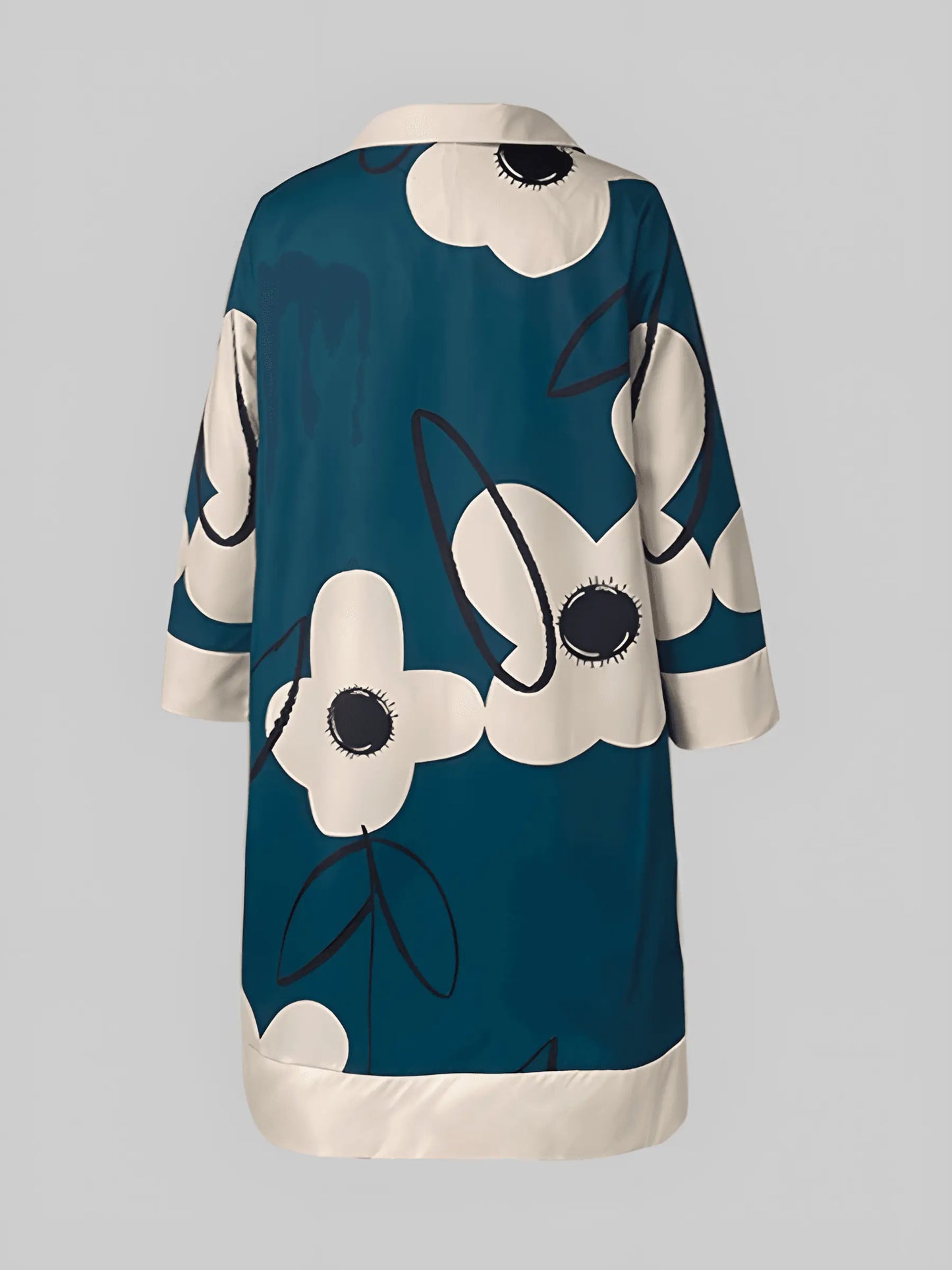 Loose Buttoned Floral Long Shirt - IVORYNN
