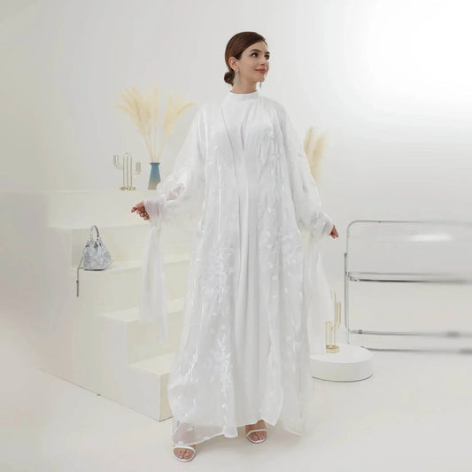 Luxury Embroidery Organza Kaftan Abaya - IVORYNN