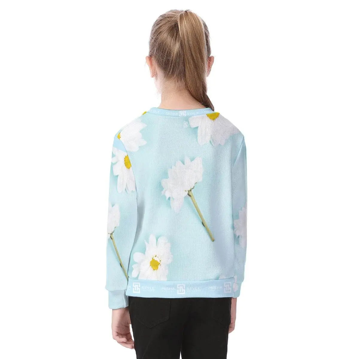 Luxury Floral Baby Blue Kids Sweater - IVORYNN