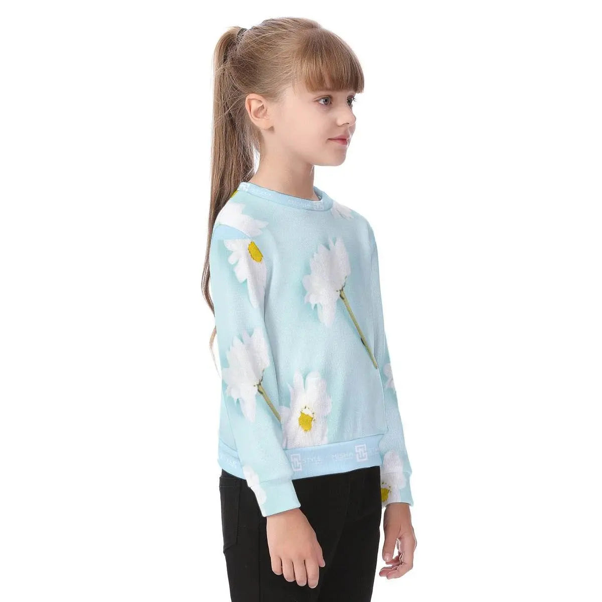 Luxury Floral Baby Blue Kids Sweater - IVORYNN