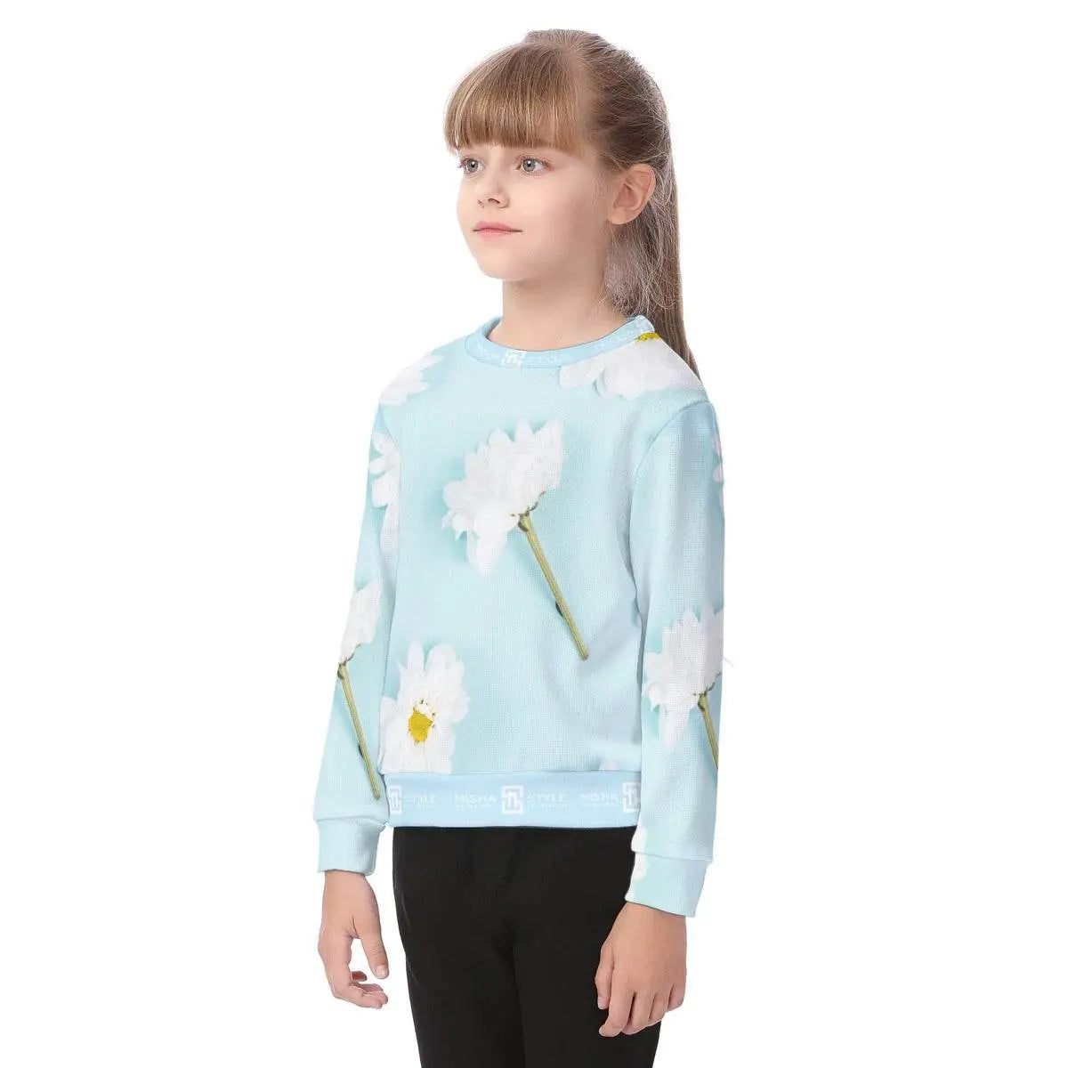 Luxury Floral Baby Blue Kids Sweater - IVORYNN