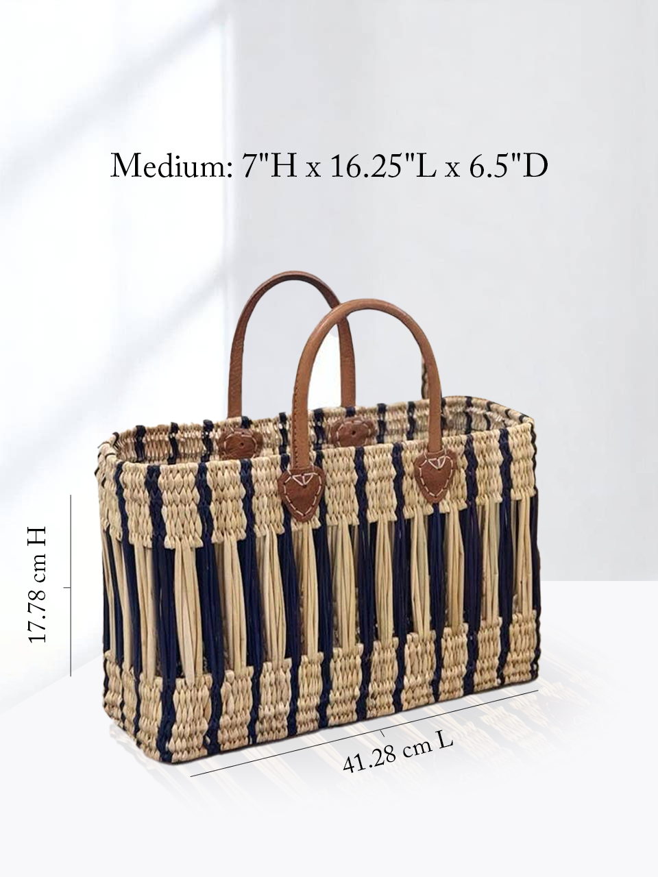 Handwoven Straw Home Tote Bag with Leather Handles