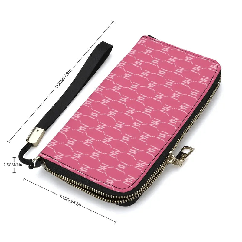 NN Long PU Wallets Zipper Pink Purses Handbags - IVORYNN