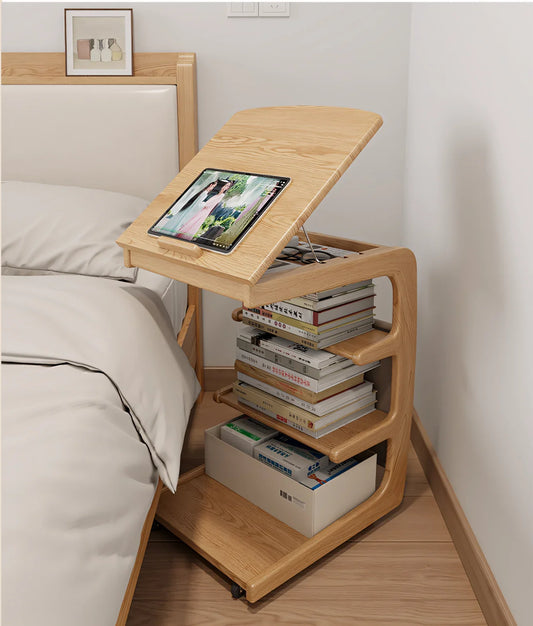 Solid Wood Movable Sofa Side Table