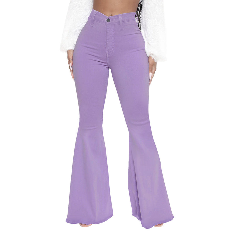 High-Waisted Slim Stretch Purple Denim