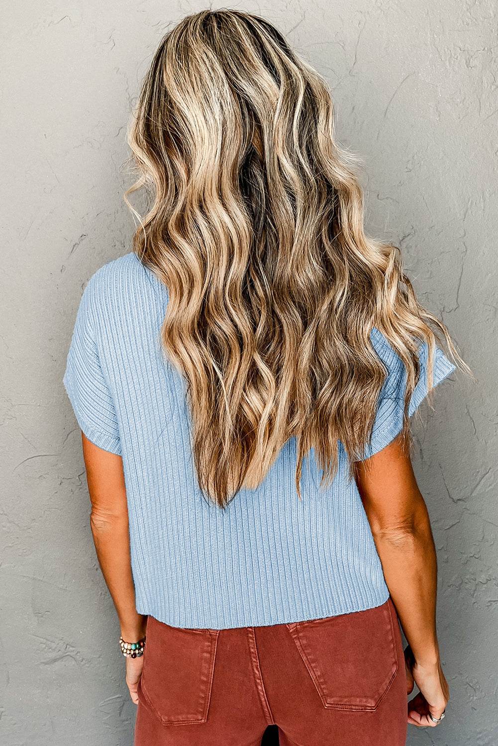 Oatmeal Patch Pocket Ribbed Knit Sweater - IVORYNN